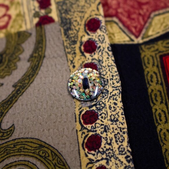 Vintage 70s SIMEON Crazy Cool Pattern Button Up Blouse Shirt Large - Picture 7 of 9